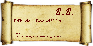 Bóday Borbála névjegykártya